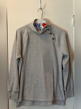 J. Crew Light Gray Button-Shoulder Pullover